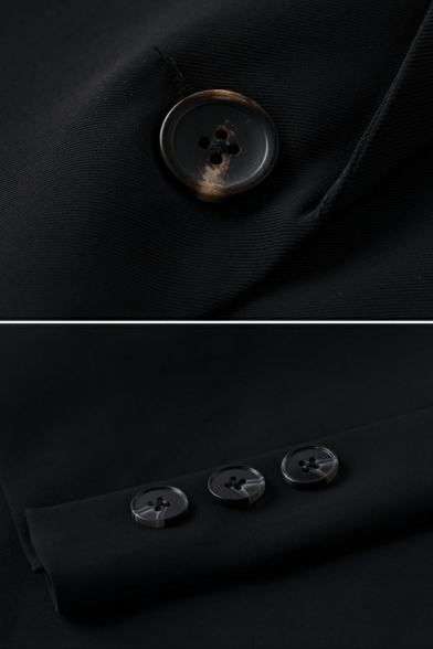 Popular Plain Pocket Long-sleeved Lapel Collar Baggy Double Buttons Blazer for Women