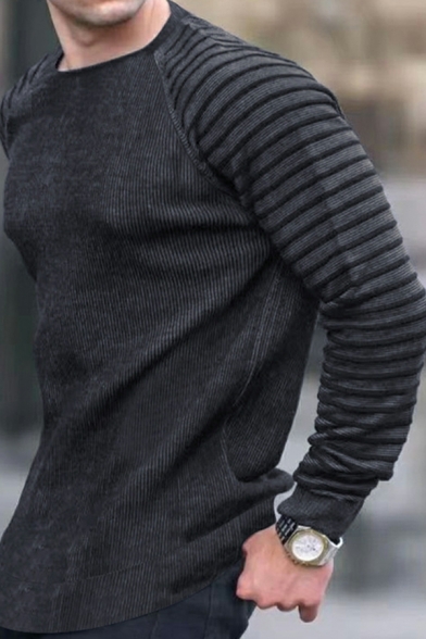 Popular Sweater Stripe Printed Skinny Long Sleeves Round Neck Pullover Sweater for Boys