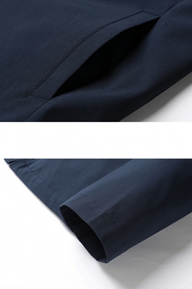 Fancy Solid Pocket Designed Long Sleeve Spread Collar Regular Zip Fly Jacket for Men