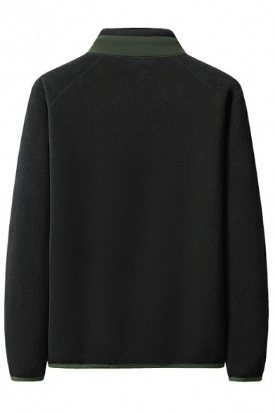 Guy's Street Style Plain Long Sleeve Stand Collar Regular Zip Placket Jacket