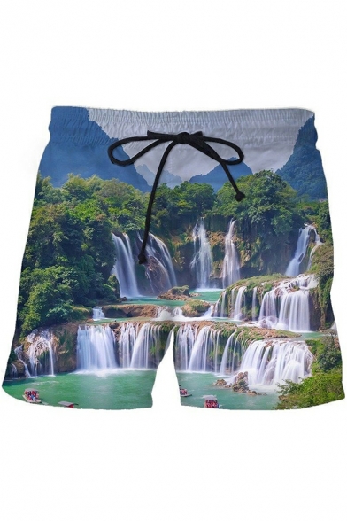 Popular Boys 3D Printed Mid Waist Pocket Designed Drawstring Waist Shorts