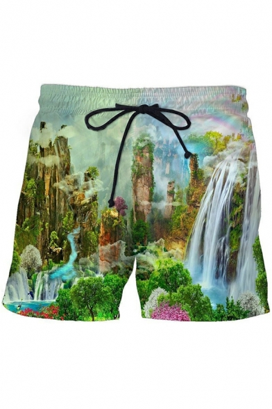 Popular Boys 3D Printed Mid Waist Pocket Designed Drawstring Waist Shorts