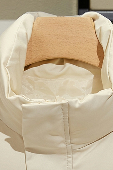 Vintage Boy's Pure Color Flap Pocket Stand Collar Loose Fit Zip Closure Vest