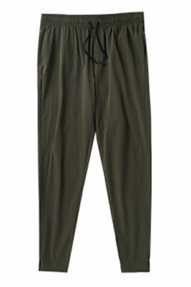 Vintage Whole Colored Pocket Designed Full Length Drawstring Pants for Guys