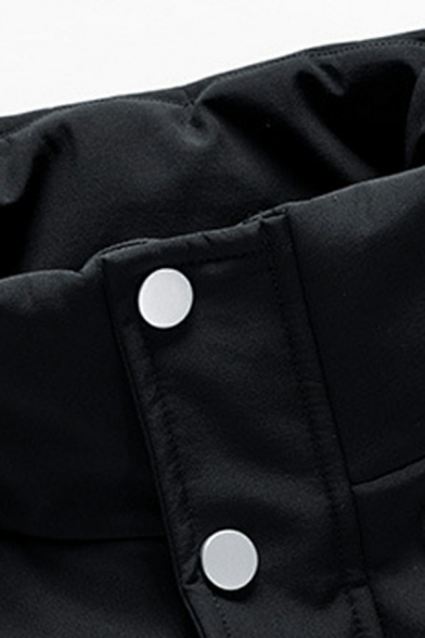 Unique Solid Color Stand Neck Sleeveless Fitted Pocket Design Zip-up Vest for Men