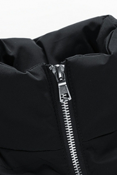 Modern Boy's Plain Pocket Decoration Stand Collar Sleeveless Regular Fitted Zipper Vest
