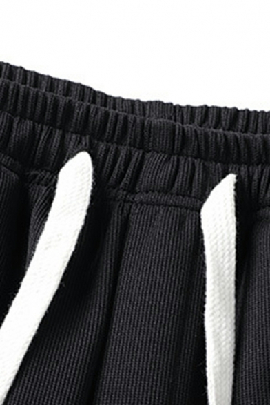 Trendy Men Striped Print Long Sleeve Hoodie with Pants Drawcord Regular Fit Co-ords