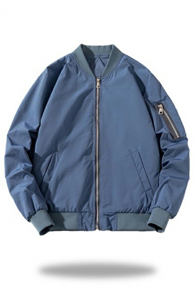 Autumn Flight Jacket Men's Long Sleeve Stand Collar Solid Color Jacket