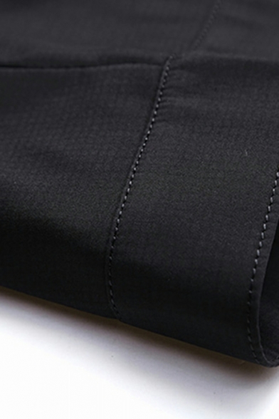 Guy's Vintage Pure Color Pocket Designed Long Sleeve Spread Collar Zip Placket Jacket