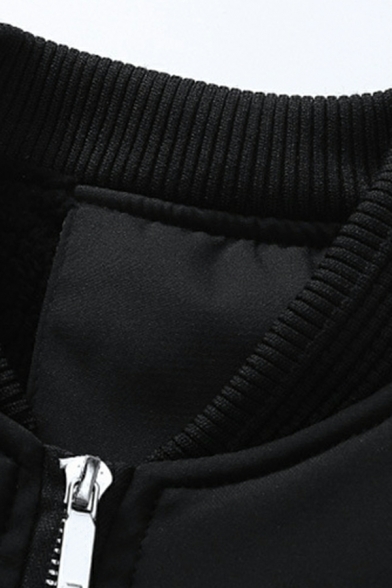 Trendy Guys Contrast Trim Pocket Long Sleeve Stand Collar Zip down Baseball Jacket