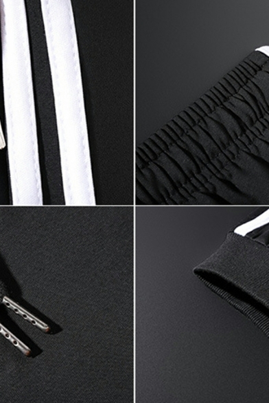 Leisure Stripe Print Pocket Detailed Mid Waist Fitted Drawstring Waist Pants for Men