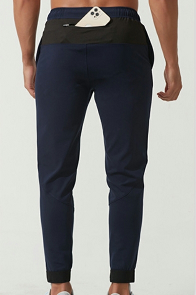 Men Modern Pure Color Pocket Full Length Mid Rise Regular Fit Drawcord Pants