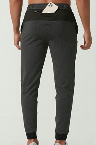 Men Modern Pure Color Pocket Full Length Mid Rise Regular Fit Drawcord Pants