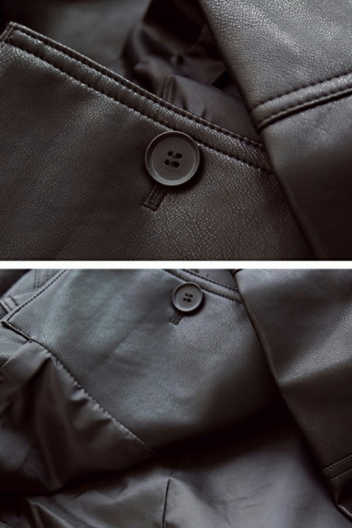 Loose PU Leather Jacket Women's Short Lapel Long-sleeved Leather Jacket