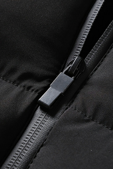 Edgy Men Plain Stand Collar Pocket Designed Fitted Sleeveless Zipper Vest