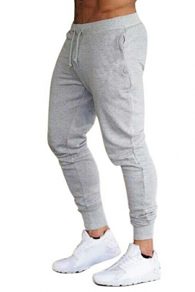 Popular Men Whole Colored Pocket Designed Full Length Slim Fitted Drawstring Pants
