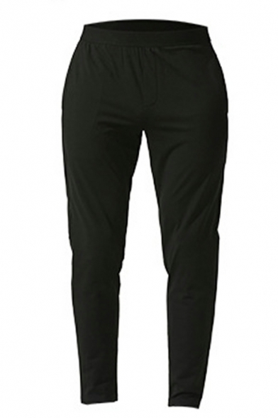 Retro Contrast Color Drawstring Mid Rise Regular Fit Full Length Pants for Men