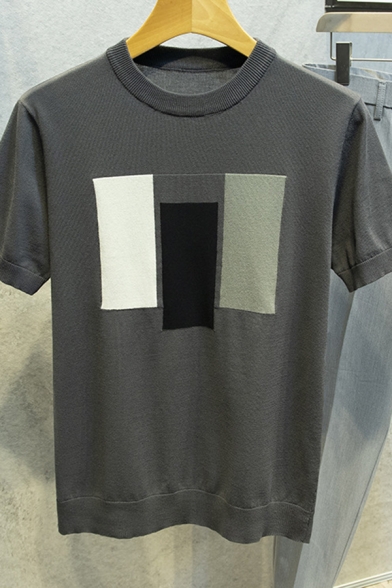 Popular Color Block Short Sleeve Crew Collar Regular Fitted T-Shirt for Boys