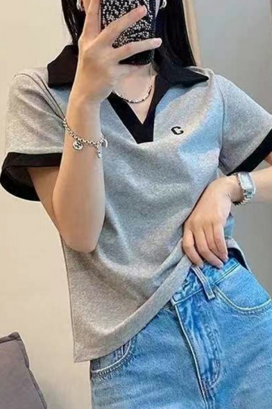Unique Girls Color Block Spread Collar Short Sleeve Regular Fit Polo Shirt