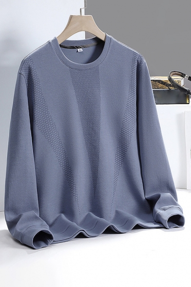 Cool Boys Honeycomb Print Long Sleeve Crew Collar Regular Pullover Sweatshirt