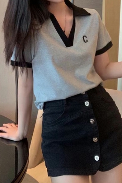 Unique Girls Color Block Spread Collar Short Sleeve Regular Fit Polo Shirt