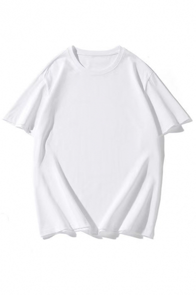 Men Leisure Plain Short Sleeve Round Collar Oversize T-shirt