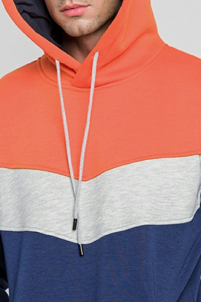 Stylish Chevron Print Drawstring Hooded Long Sleeve Regular Fit Hoodie for Guys