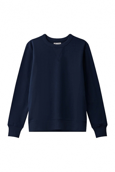 Modern Whole Colored Long Sleeve Round Neck Regular Fit Pullover Sweatshirt for Boys