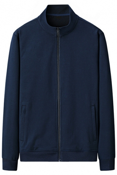 Popular Guys Whole Colored Long Sleeve Pocket Decoration Stand Neck Zipper Hoodie