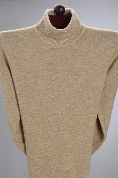 Boyish Guys Whole Colored Long-sleeved High Neck Slim Fitted Pullover Sweater