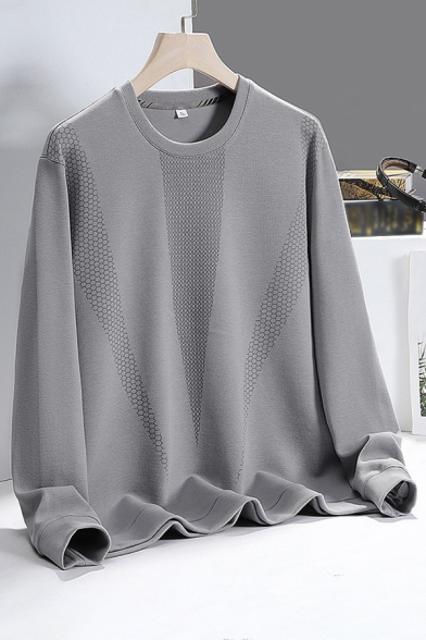 Cool Boys Honeycomb Print Long Sleeve Crew Collar Regular Pullover Sweatshirt