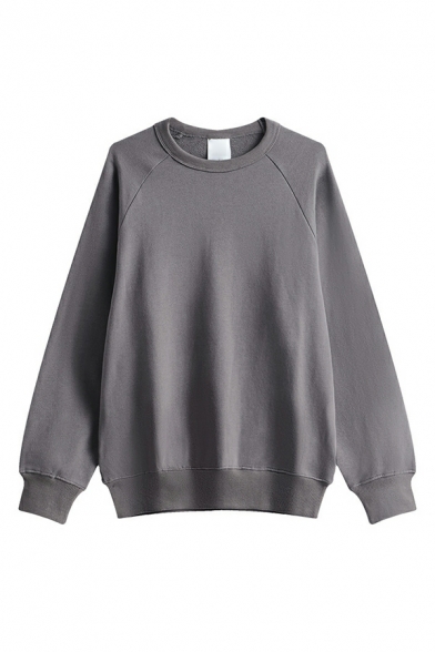 Fashionable Boy's Solid Color Regular Round Neck Long Sleeves Pullover Sweatshirt