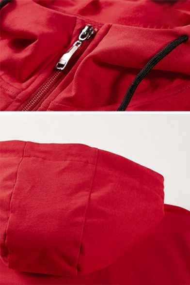 Vintage Solid Color Long-Sleeved Drawstring Hooded Fitted Pocket Hoodie for Men
