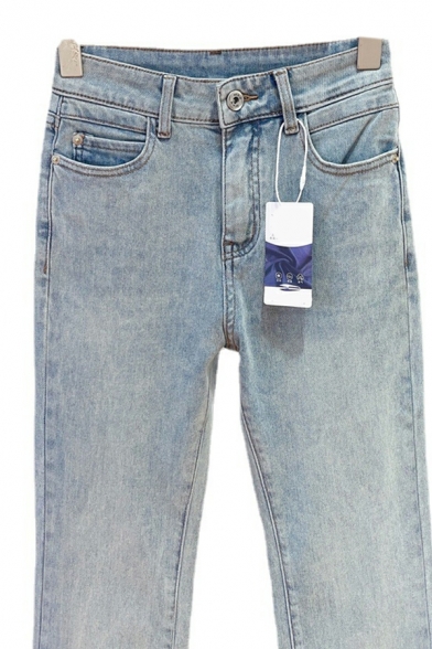Fashionable Women Solid Highwaist Long Length Zip down Bootcut Jeans