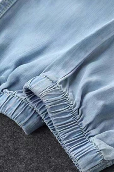 Pop Plain High Rise Long Length Pocket Design Drawstring Waist Jeans for Women