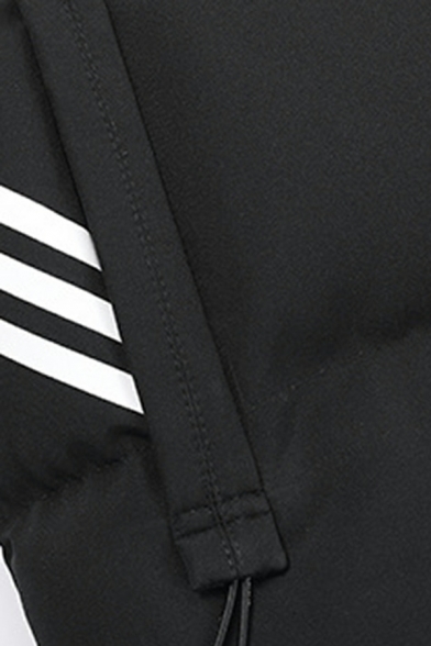 Men Fancy Stripe Print Hooded Sleeveless Fitted Zip Placket Vest