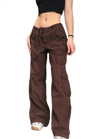 Original Ladies Whole Colored High Waist Pocket Full Length Zip down Cargo Pants