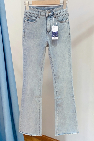 Fashionable Women Solid Highwaist Long Length Zip down Bootcut Jeans