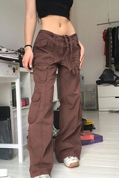Original Ladies Whole Colored High Waist Pocket Full Length Zip down Cargo Pants