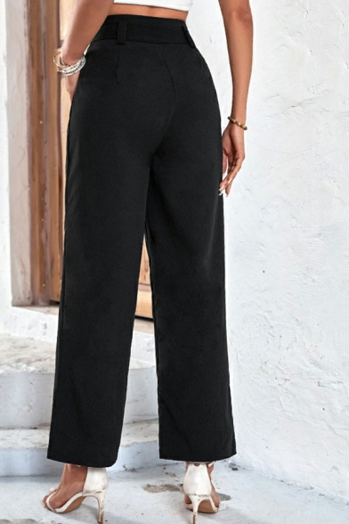 Women Basic Whole Colored Drawstring Waist Loose Fitted Long Length Pants