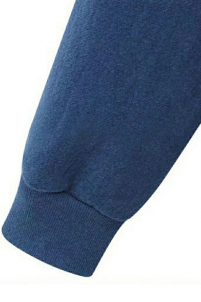 Retro Plain Pocket Design Long Sleeves Hooded Drawstring Longline Zip-up Hoodie for Girls