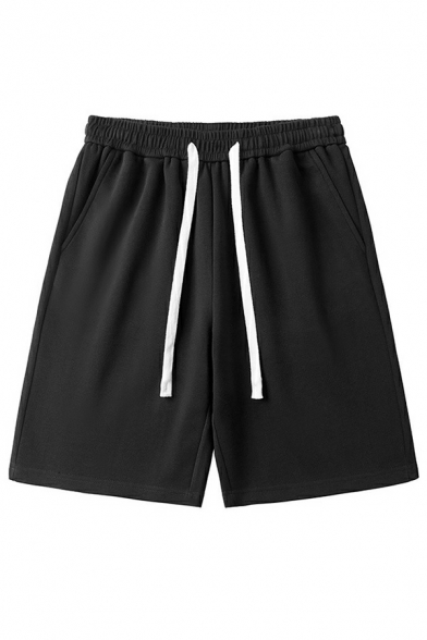 Oversized Fit Athletic Shorts Plain With Pocket Sporty Shorts Elasticated Waistband With A Drawstring Fastening
