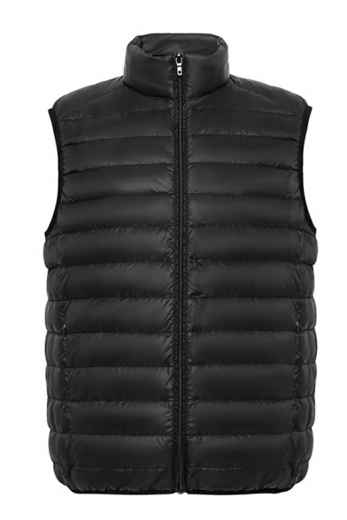 Winter Sleeveless Round Neck Vest Men’s Fitted Grid Top