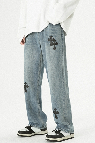 Simplicity Loose Fit Sport Trousers Cotton Print Long Length Pants