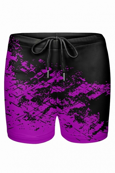 Skinny Swim Shorts Polyester Multicoloured Shorts Elasticated Waistband with A Drawstring Fastening