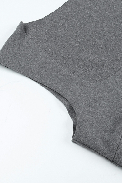 Simplicity Sim Fit Sleeveless Crop Top Plain Gray Sequin Vest