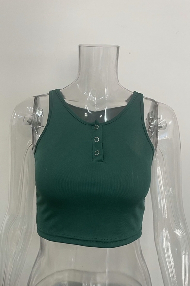 Sleeveless Women's V Neck Tee Shirts Plain Fitted Crop Top Tee