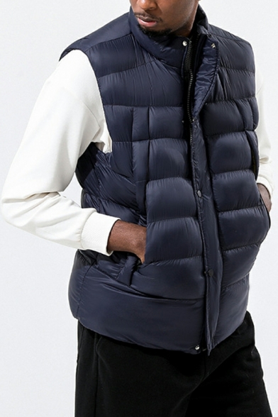 Winter Sleeveless Round Neck Vest Grid Plush Slim Fit Top