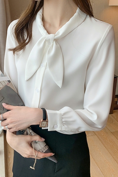 Long Sleeve Chiffon Elegant Shirts Women’s Button Down Blouse