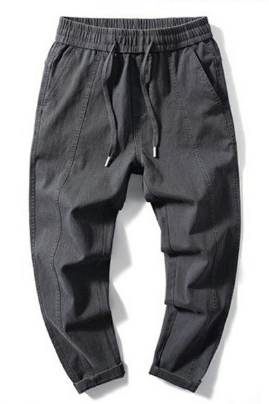 Classic Slim Fit Sport Trousers Cotton Plain Jogger Sweatpants With Elasticated Waistband